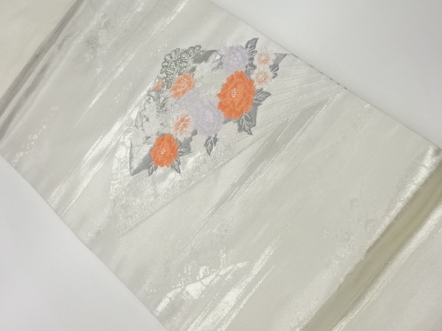 JAPANESE KIMONO / VINTAGE NAGOYA OBI / WOVEN FLOWERS